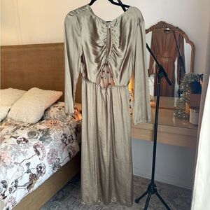 Zara Taupe Long Sleeve Dress